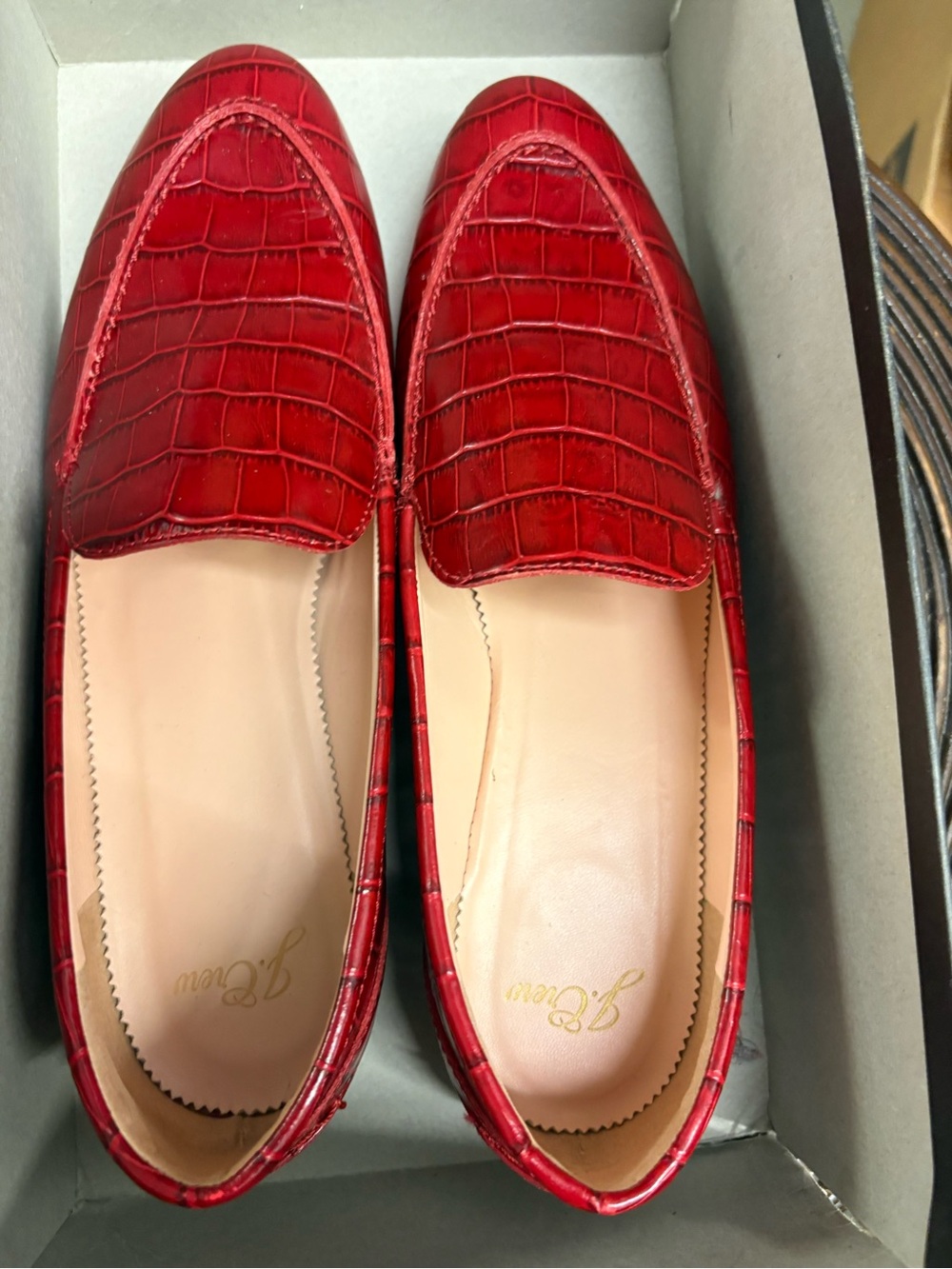 J. Crew Croc-Embossed Loafers. Size 9. Like New.